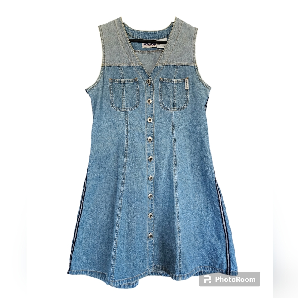 Vintage Light Blue Denim Button-Front Mini Dress